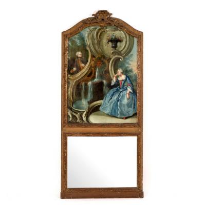 Appraisal: A Louis XVI style giltwood Trumeau mirror the shell crested