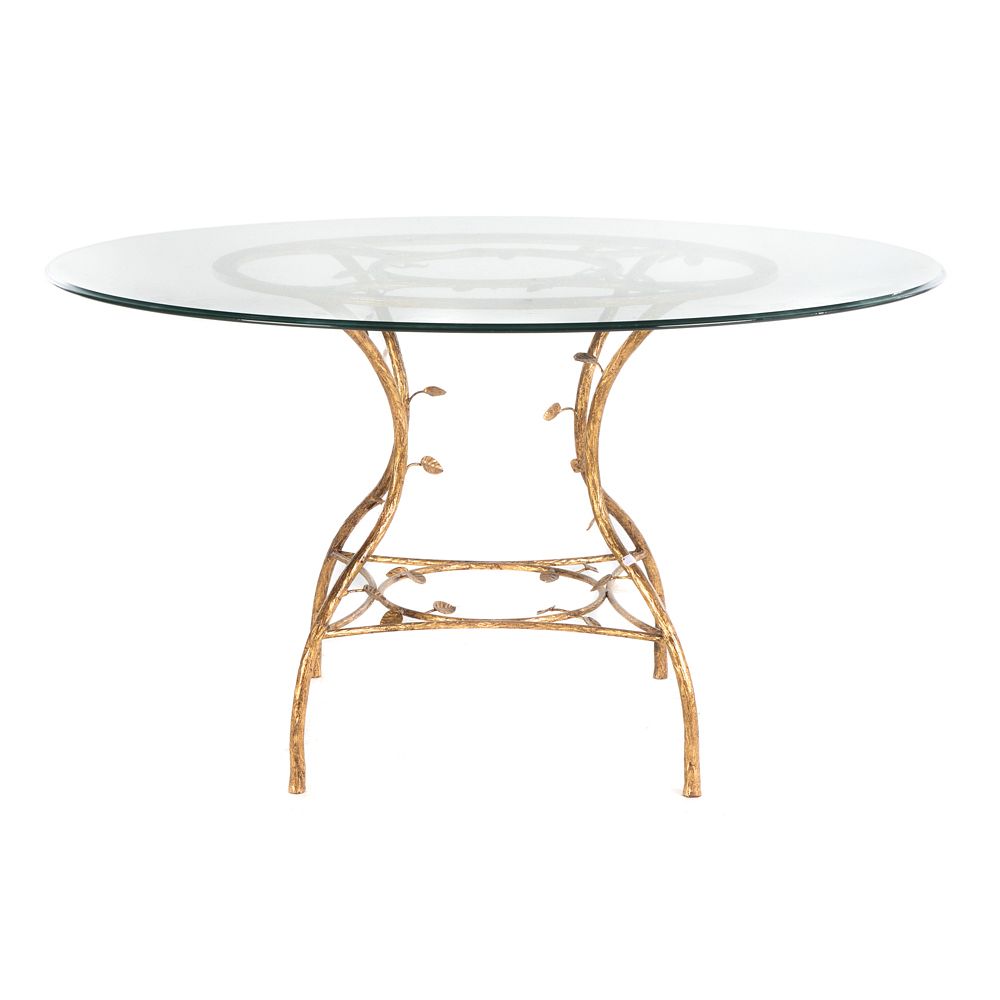 Appraisal: Round Contemporary Gilt Metal Dining Table Gilt metal base with