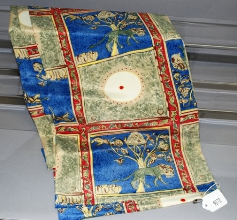 Appraisal: Blue multi print double faced shear silk stole shawl with