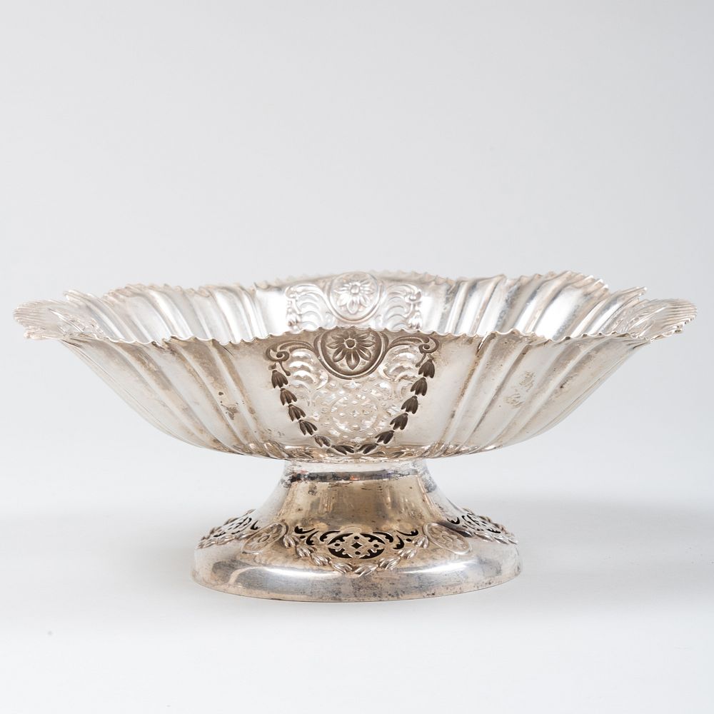 Appraisal: Victorian Silver Pierced Compote Mark of Elkington Co Birmingham x