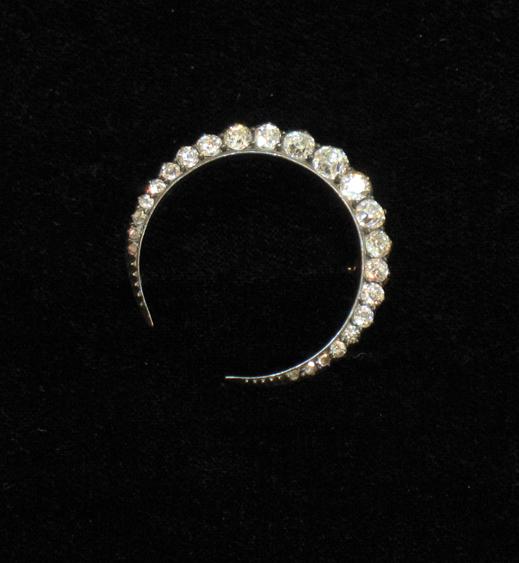 Appraisal: A TH CENTURY DIAMOND CRESCENT BROOCH set overall with round