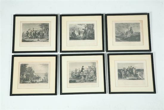 Appraisal: SIX FRAMED LITHOGRAPHS Similar lithos all pertaining to the settling