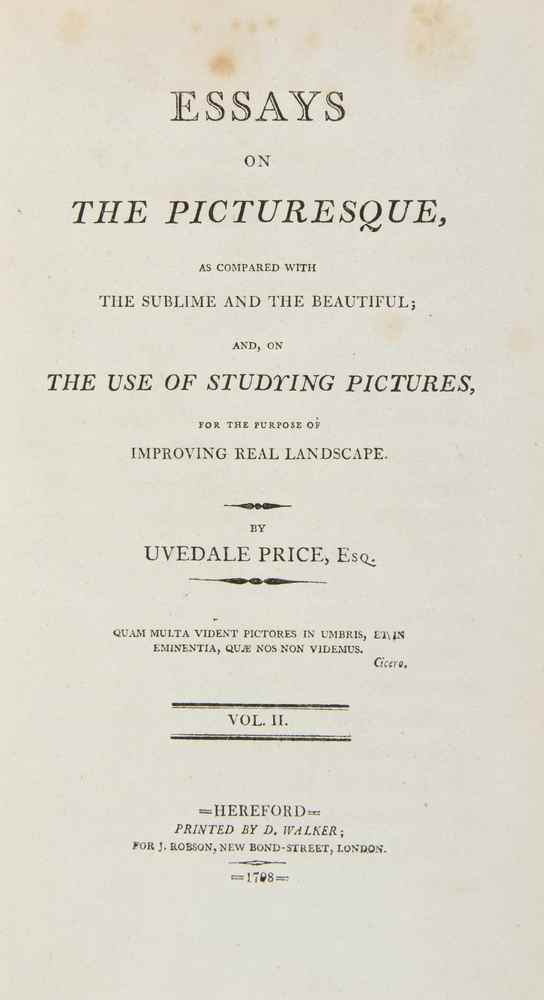 Appraisal: Price Uvedale An Essay on the Picturesque vol first editions