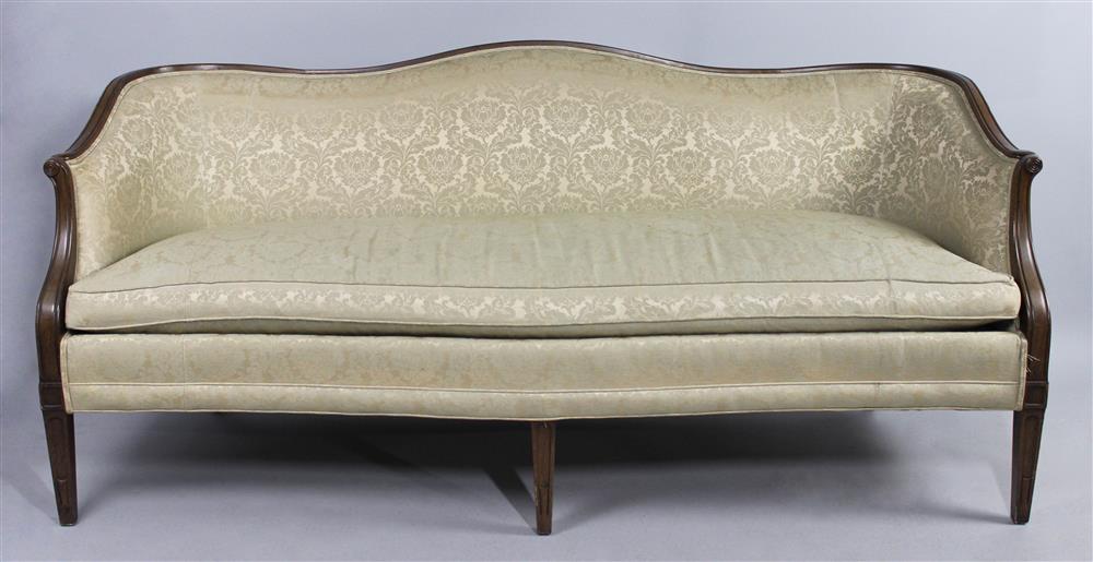 Appraisal: FEDERAL STYLE MAHOGANY SOFA having an exposed and molded mahogany