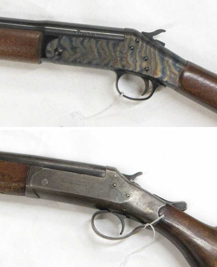 Appraisal: TWO BREAK OPEN FIREARMS Riverside single barrel gauge barrel blued