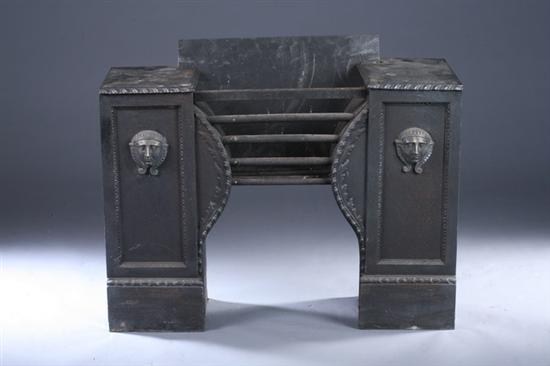 Appraisal: GEORGIAN SILVERED-BRONZE MOUNTED CAST IRON COAL GRATE late th century