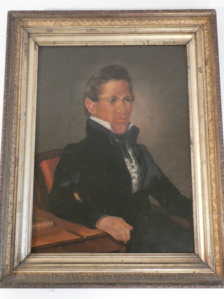 Appraisal: R LAMBDIN PORTRAIT MAN Antique oil on board of a