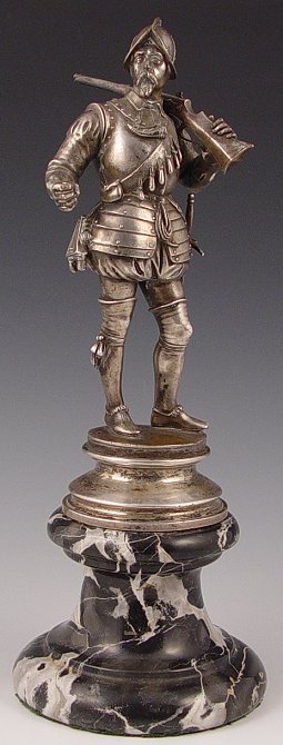 Appraisal: GUILLEMIN Emile Austrian - Silvered Bronze Soldier signed missing weapon