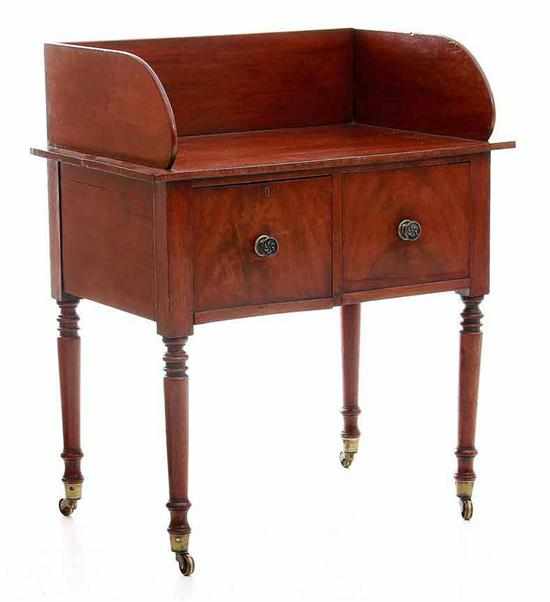 Appraisal: Regency mahogany server circa rectangular top with shaped gallery above