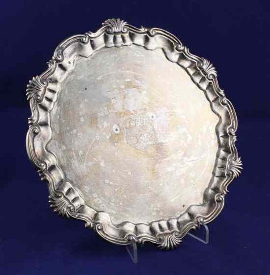 Appraisal: A George II silver salver of shaped circular form with