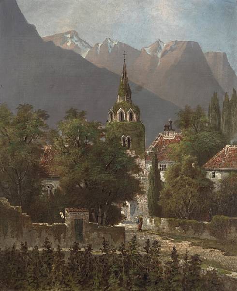 Appraisal: Edwin Deakin American - Alpine castle signed and dated 'Edwin