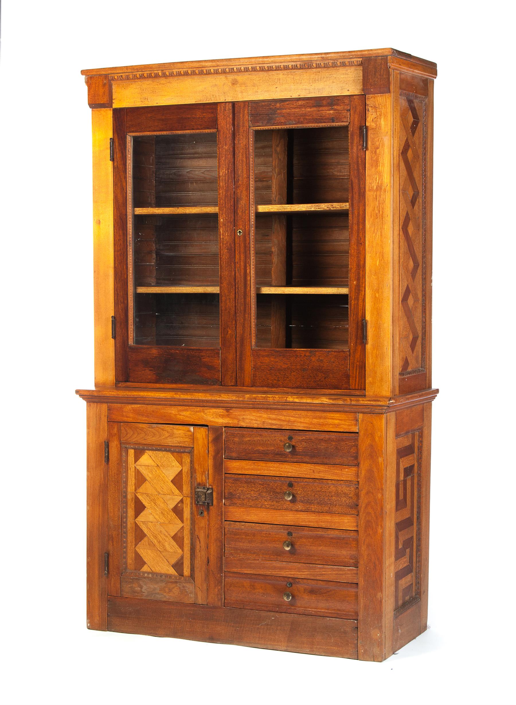 Appraisal: GRAND RAPIDS FLATWALL CUPBOARD Michigan ca - oak One-piece marquetry