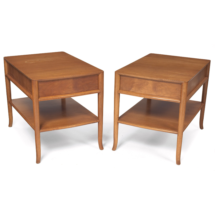 Appraisal: T H Robsjohn-Gibbings end tables pair by Widdicomb mahogany rounded