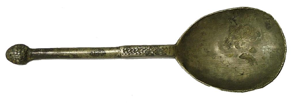 Appraisal: Continental pewter spoon with strawberry finial and fig shaped bowl