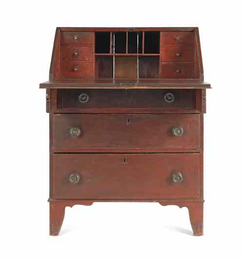 Appraisal: Small New England slant front desk ca with three drawers