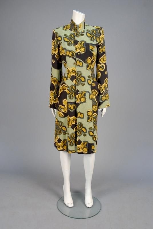 Appraisal: AKEMI SONE PRINTED SILK COAT Rippled crepe having stylized floral