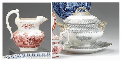 Appraisal: Assorted Staffordshire transferware tablewares th century Comprising a blue transferware