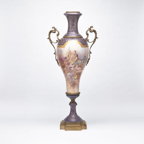 Appraisal: Ormolu Mounted S vres Large Vase c painted in colours