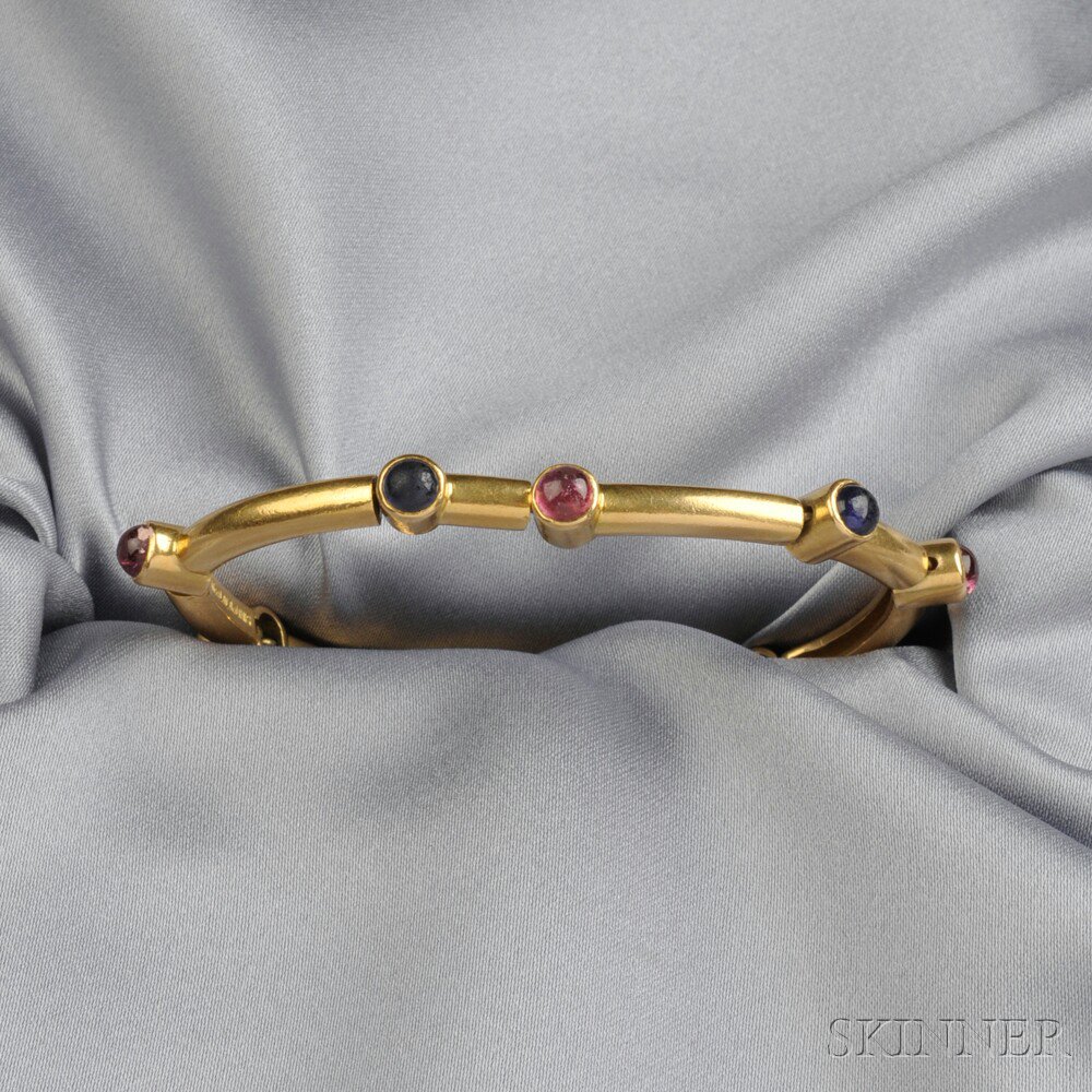 Appraisal: kt Gold Gem-set Bracelet Lalaounis Greece bezel-set with alternating ruby