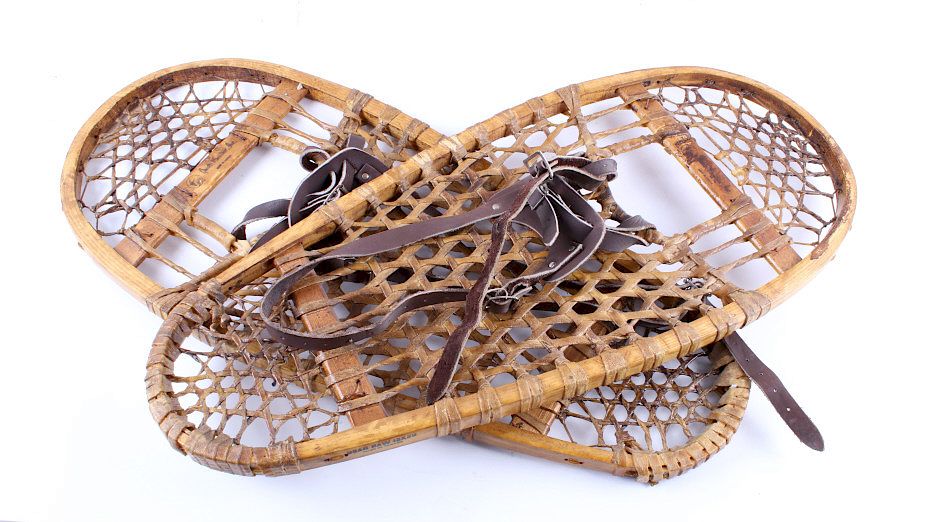 Appraisal: Vintage Bear Paw x Wooden Snowshoes Featured in this lot