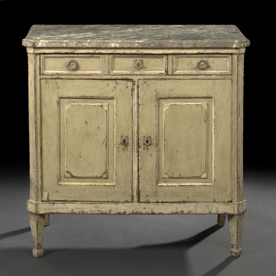 Appraisal: Louis XVI-Style Polychromed Cabinet second quarter th century the rectangular