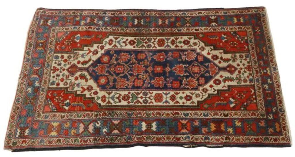 Appraisal: Hand-tied Persian Mazlaghan rug loss and tears to edge binding