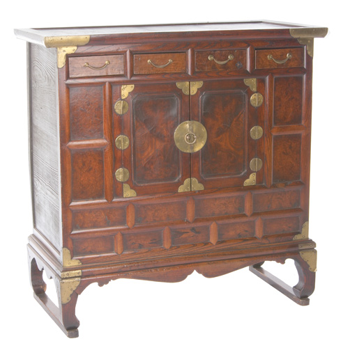 Appraisal: KOREAN Chest on stand with brass fittings and recessed top