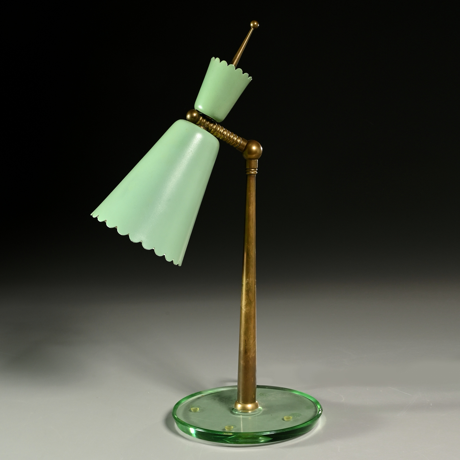 Appraisal: FONTANA ARTE ATTRIB DESK LAMP s Italy green enameled metal