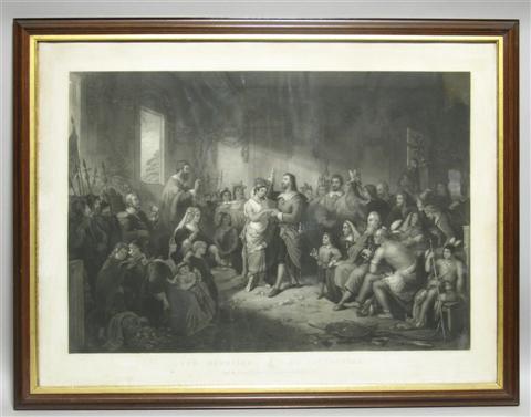 Appraisal: THE MARRIAGE OF POCAHONTAS Print x in Framed published by