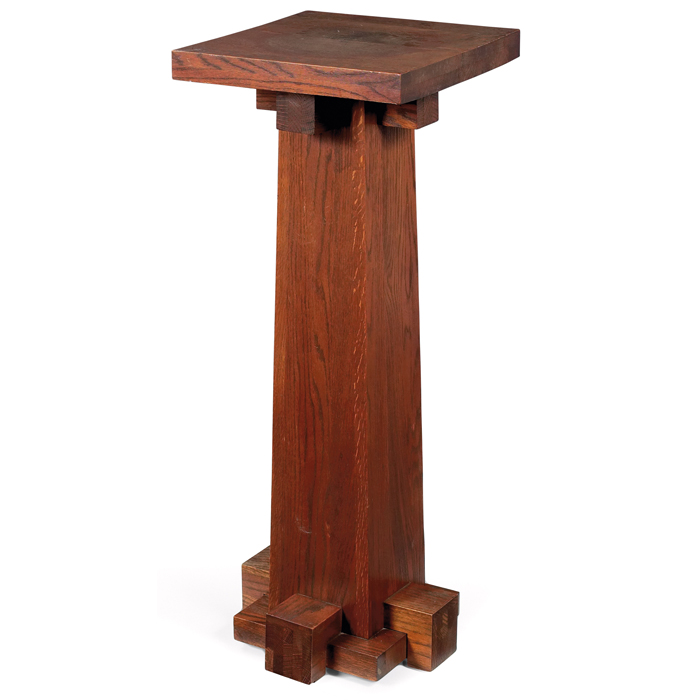 Appraisal: Prairie School pedestal square top supported by a column base