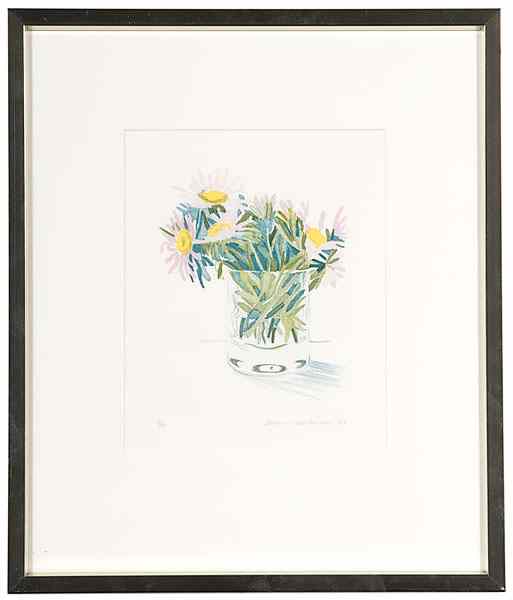 Appraisal: David Hockney British b Still Life Lithograph signed and dated