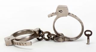 Appraisal: Tower Pinkerton Detective Handcuffs Late nineteenth century Nickel-plated handcuffs from