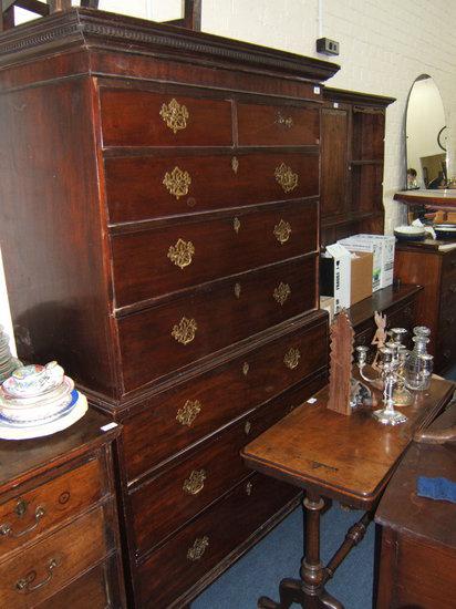 Appraisal: A th Century mahogany chest on chest with two short