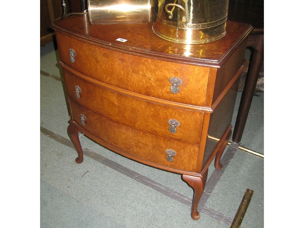 Appraisal: Bow fronted three drawer chest