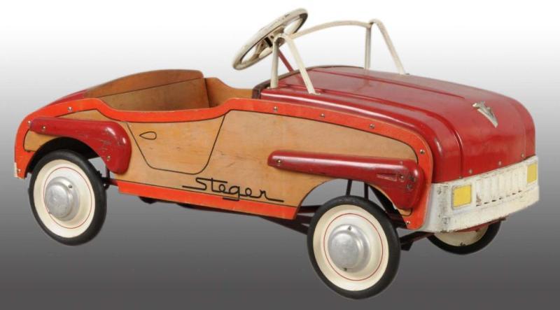 Appraisal: Pressed Steel Town Country Pedal Car Description All original wood