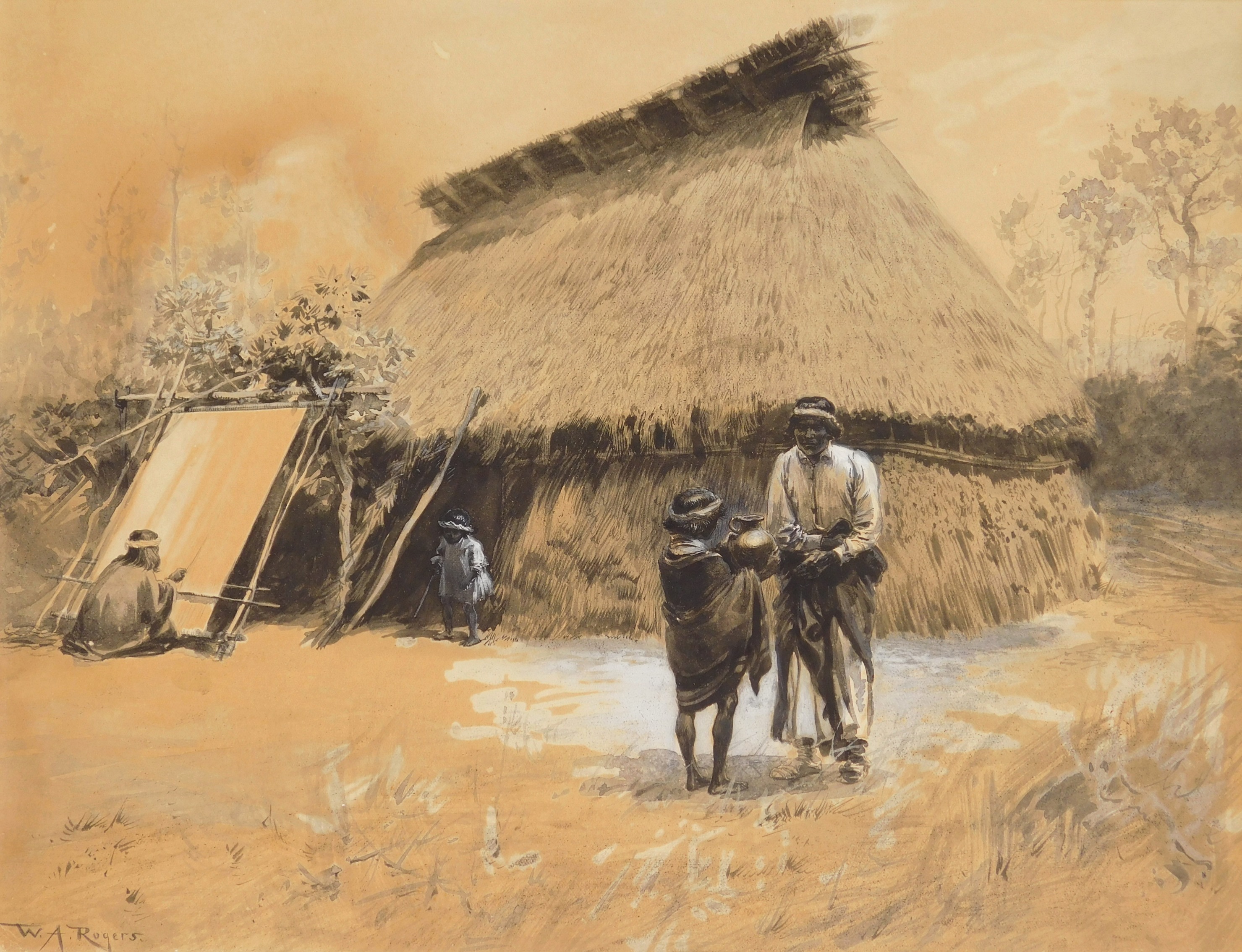 Appraisal: William A Rogers American - South American Indian Camp- gouache