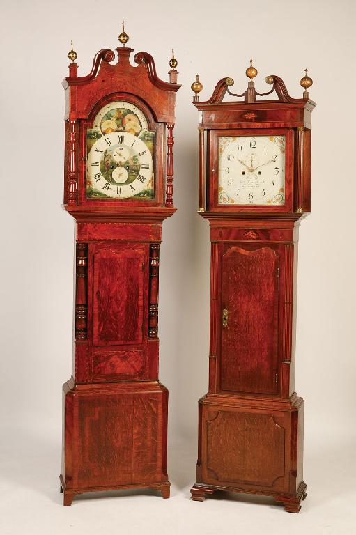 Appraisal: A GEORGE III OAK AND MAHOGANY LONGCASE CLOCK the painted