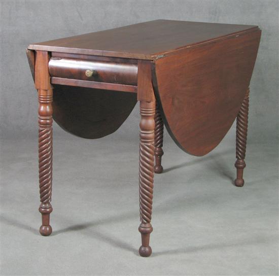 Appraisal: Walnut Sheraton Transitional Breakfast Table Circa Rope turned legs Single