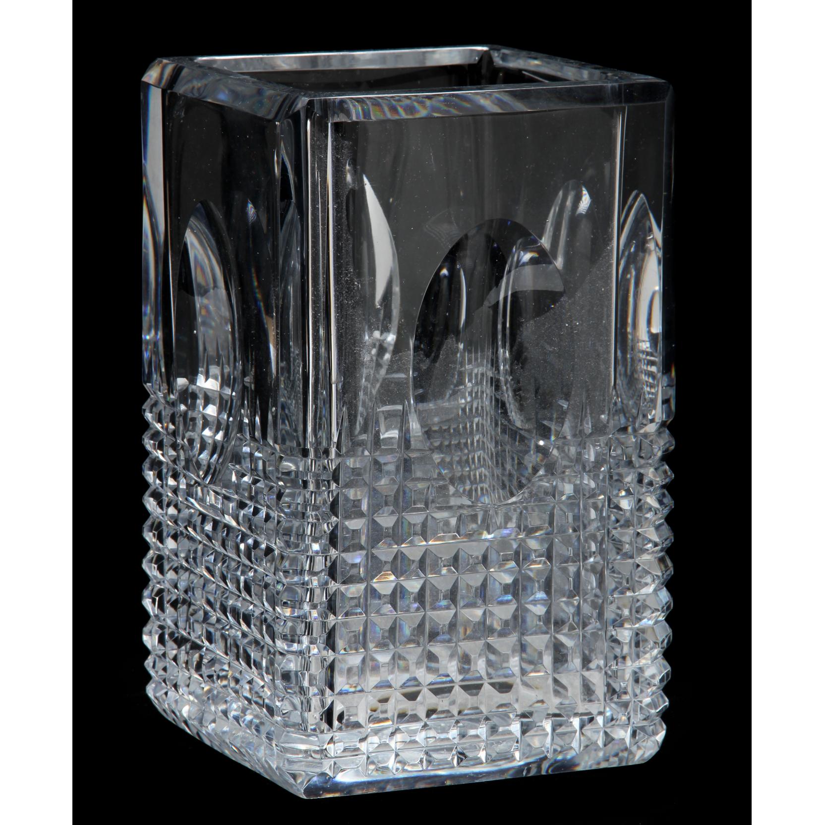 Appraisal: Modernist Crystal Vase mid th century thick leaded crystal cut