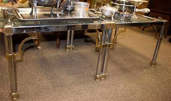 Appraisal: Pair of chrome brass and glass side tables Estimate -