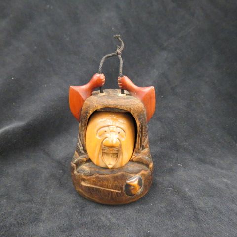 Appraisal: Oriental Items carved wooden piece with face or mask plus