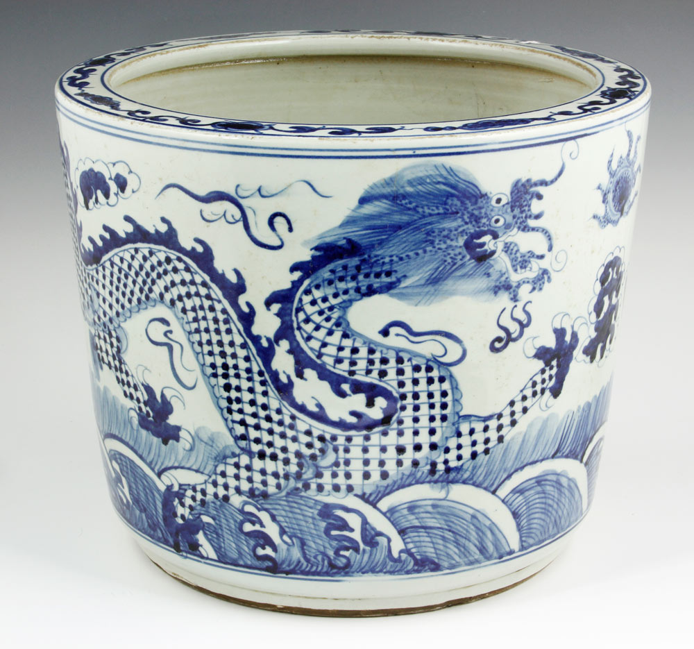 Appraisal: - Chinese Blue and White Fish Bowl Blue and white