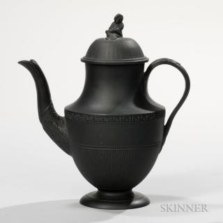 Appraisal: Turner Black Basalt Coffeepot and Cover England late th century