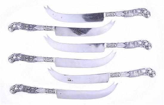 Appraisal: Rare set of Gorham souvenir cheese knives Rhode Island circa