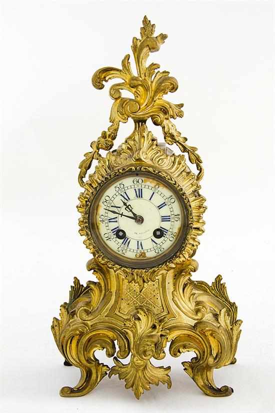 Appraisal: French Rococo style brass mantel clock late th century brass