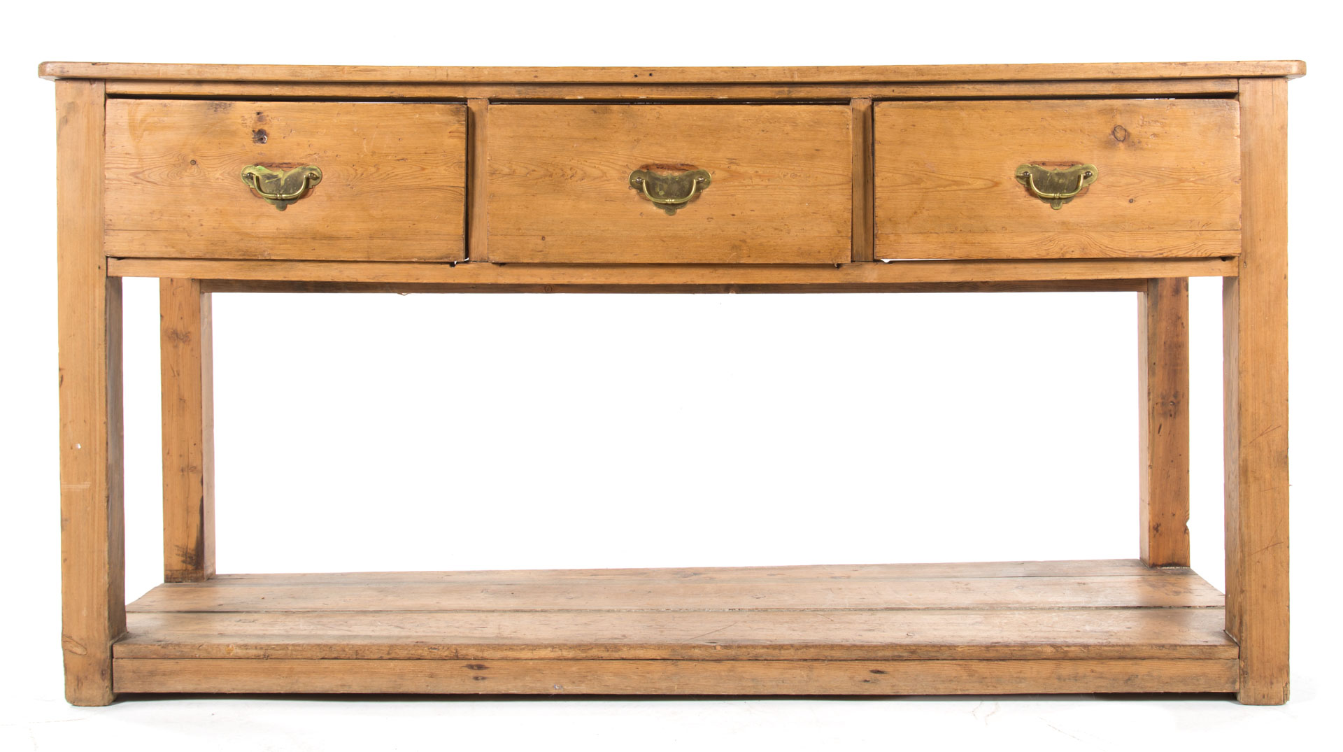 Appraisal: English pine server th century three drawers square legs with