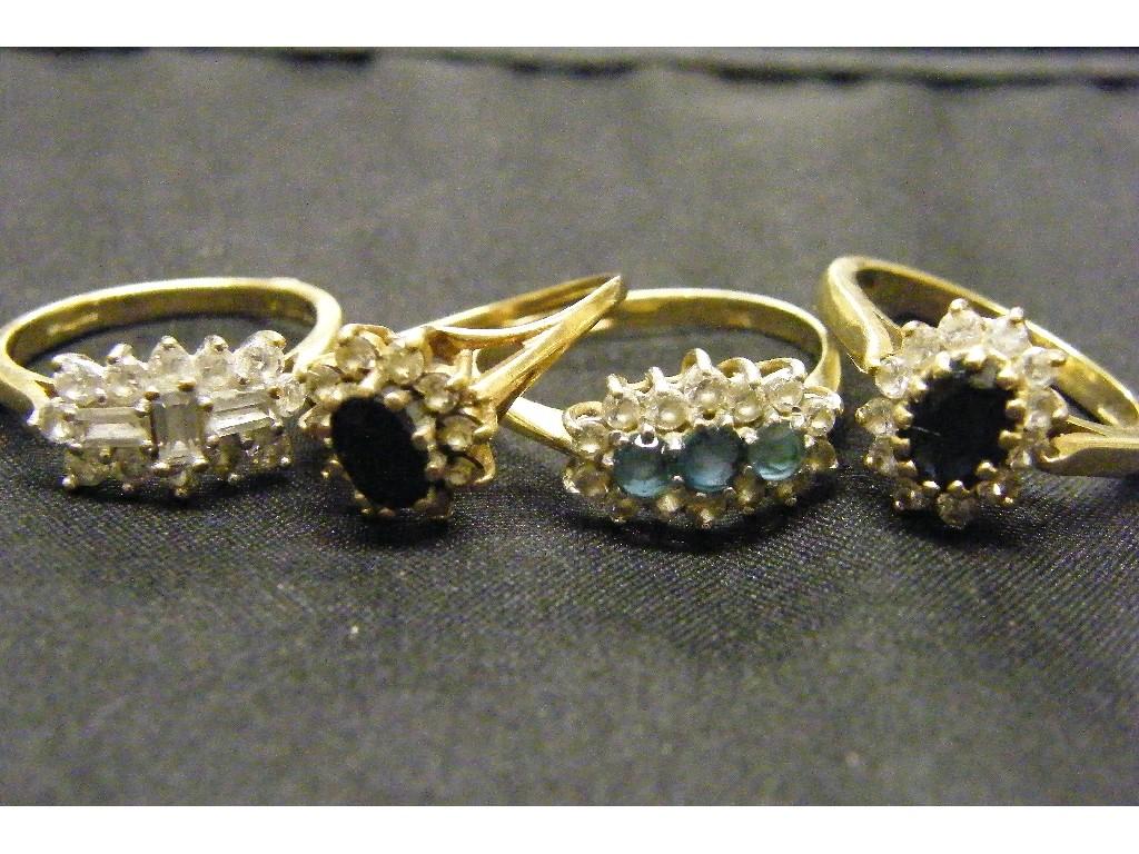 Appraisal: Four ct diamond set dress cluster rings