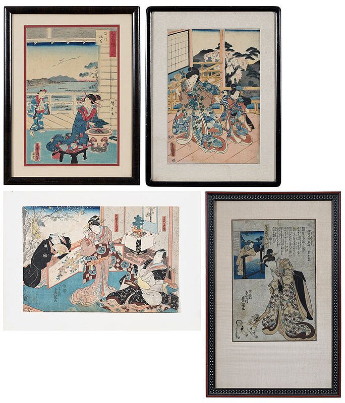 Appraisal: Group of Four Japanese Woodblock Prints including Utagawa Kunisada I