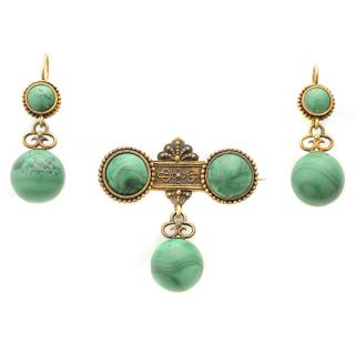 Appraisal: Attributed to Tiffany Co Etruscan Revival Malachite k Yellow Gold