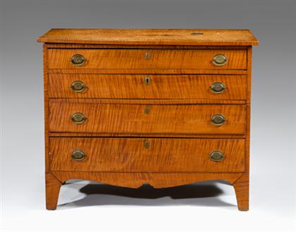 Appraisal: Federal tiger maple chest of drawers early th century Rectangular